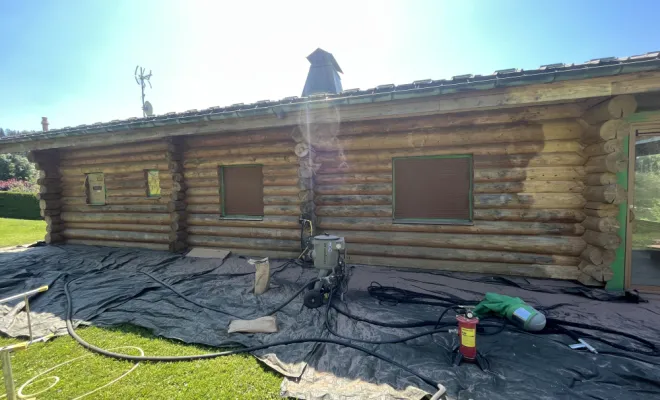 Sablage et aérogommage de chalet en bois dans le Jura , Le Jura, Mazzetti Aérogommage